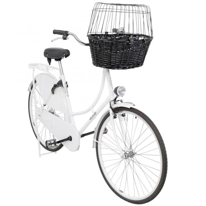 Trixie Fahrradkorb aus Weide mit Gitter - schwarz 2