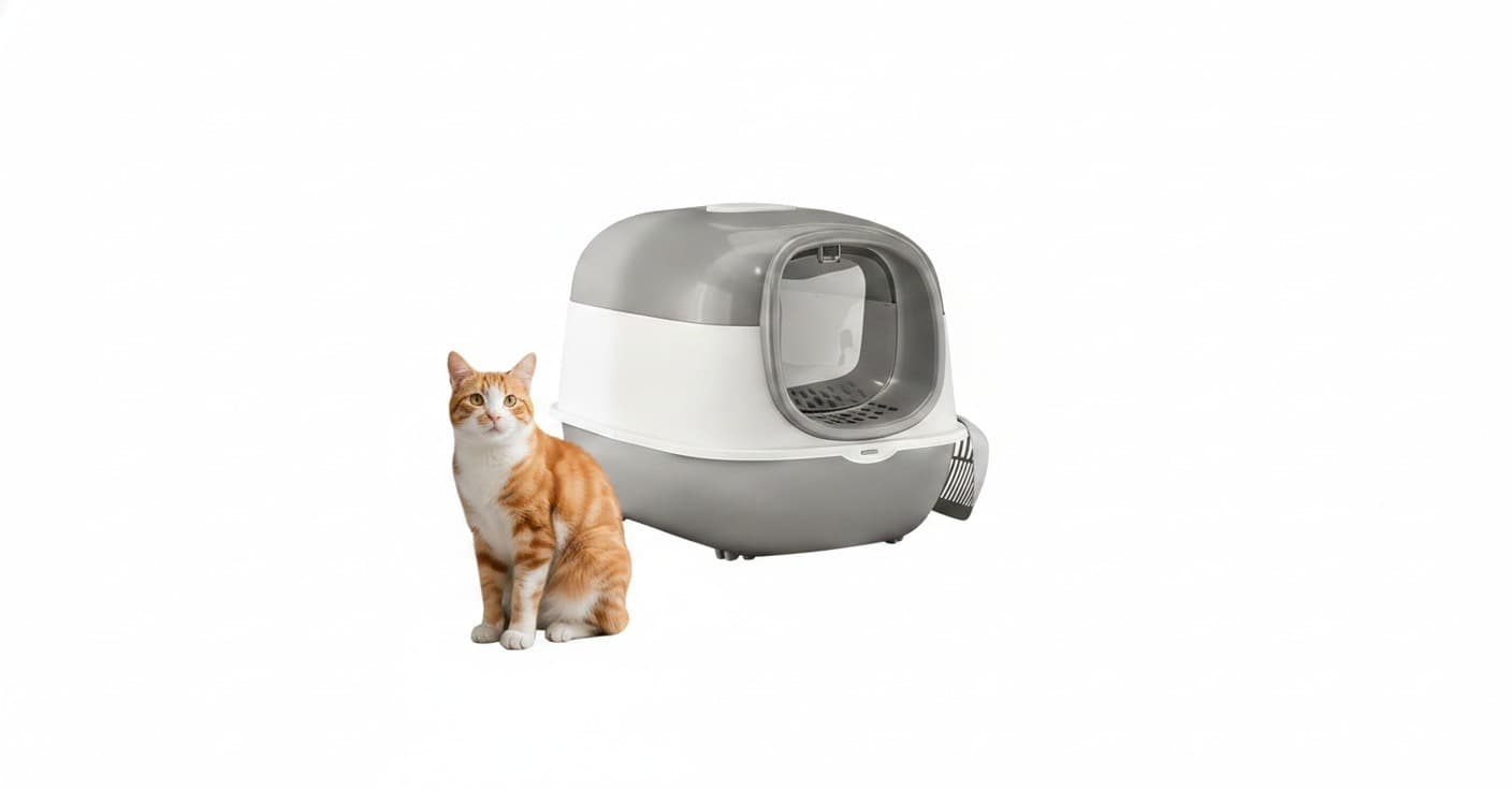 Katzentoilette – stabile Kunststoff-Box mit Schaufel