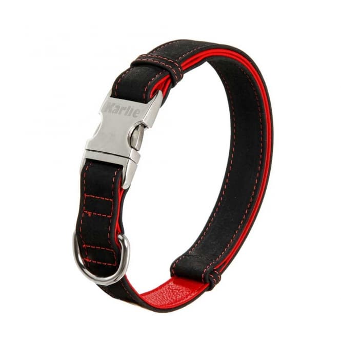 Karlie Buffalo Ultra Halsband - Schwarz/Rot - 40 mm / 55-75 cm: Produktbild